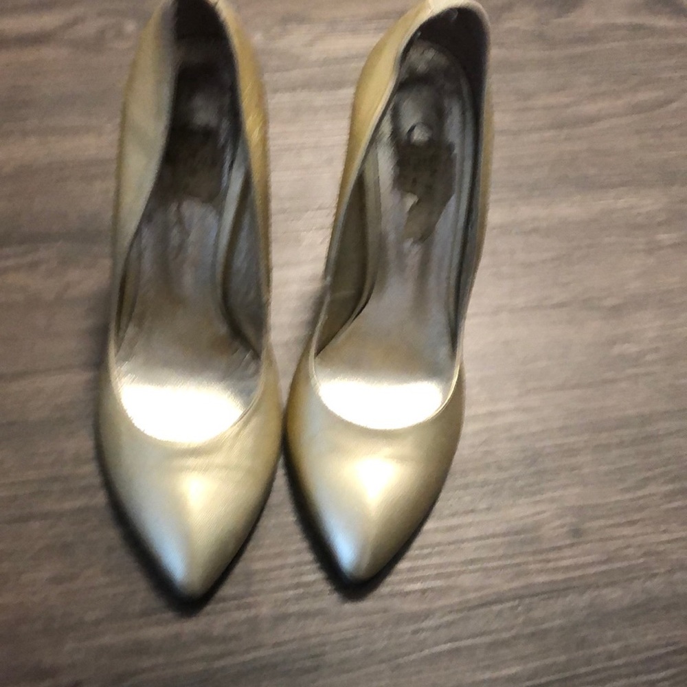 gold leather heels, size EU 40, US 10